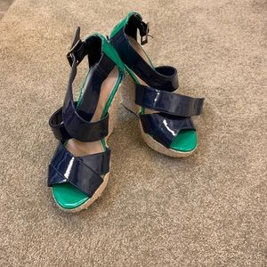 Green/Blue Strappy Wedges